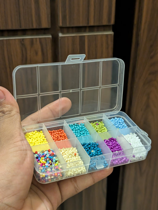 10 Grid Seed Beads kit Box – Colorful Beads Kit for Jewelry Making, Bracelets & DIY Crafts