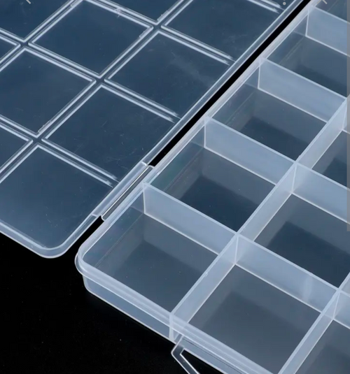 24 Grid Beads Organizer Storage Box | Transparent Plastic Jewelry Organizer Case with Adjustable Compartments for Beads, Rings & DIY Craft Supplies