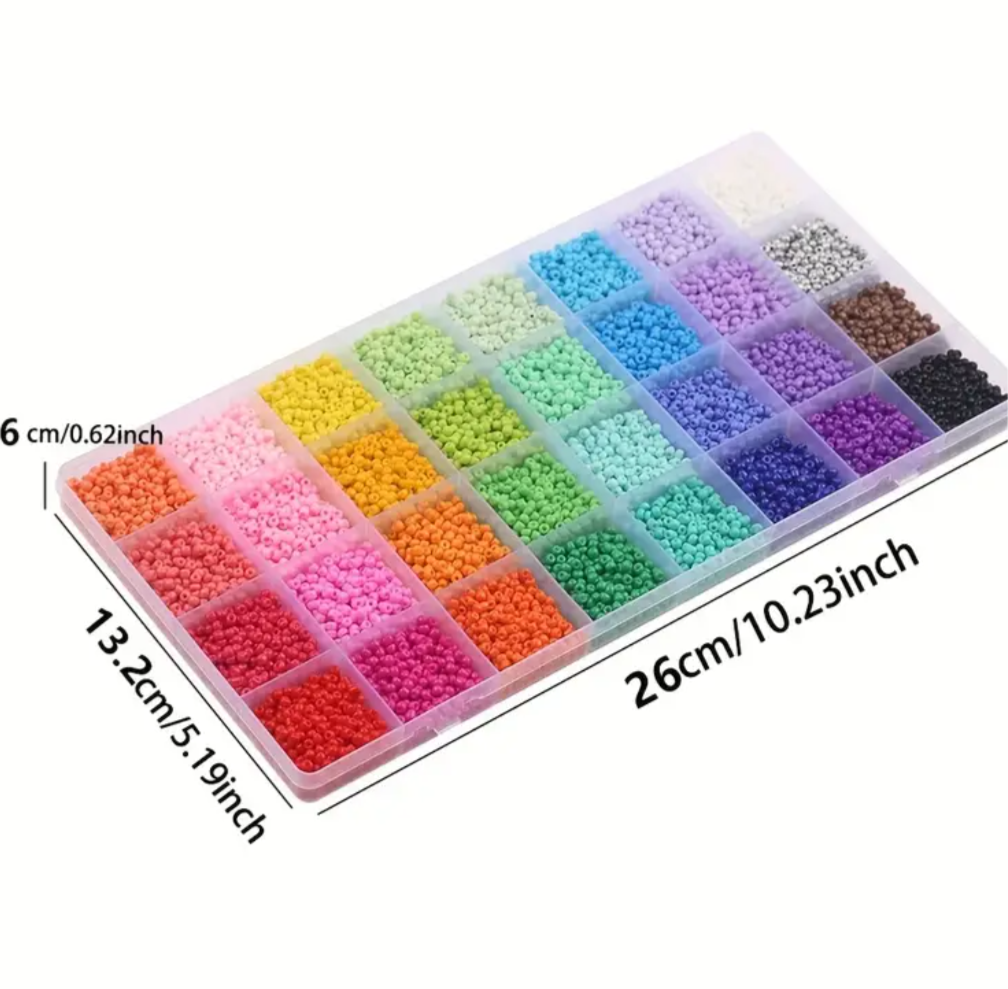 32 Grids Seed Beads Box – 10,000+ Colorful Seed Beads Kit for Jewelry Making, Bracelet, Necklace & DIY Craft Supplies