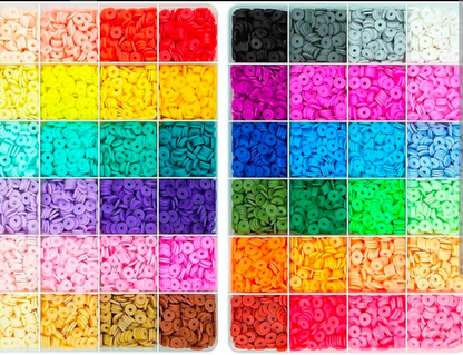24 Colors Clay Beads Full Kit Box | 6mm Flat Round Heishi Beads for Jewelry Making
