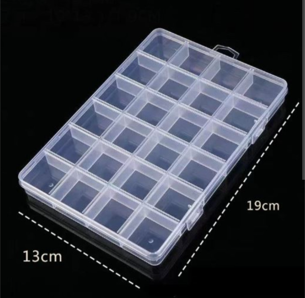 24 Grid Beads Organizer Storage Box | Transparent Plastic Jewelry Organizer Case with Adjustable Compartments for Beads, Rings & DIY Craft Supplies