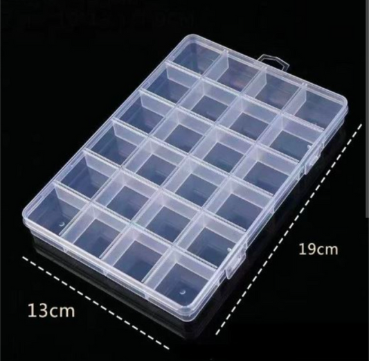 24 Grid Beads Organizer Storage Box | Transparent Plastic Jewelry Organizer Case with Adjustable Compartments for Beads, Rings & DIY Craft Supplies