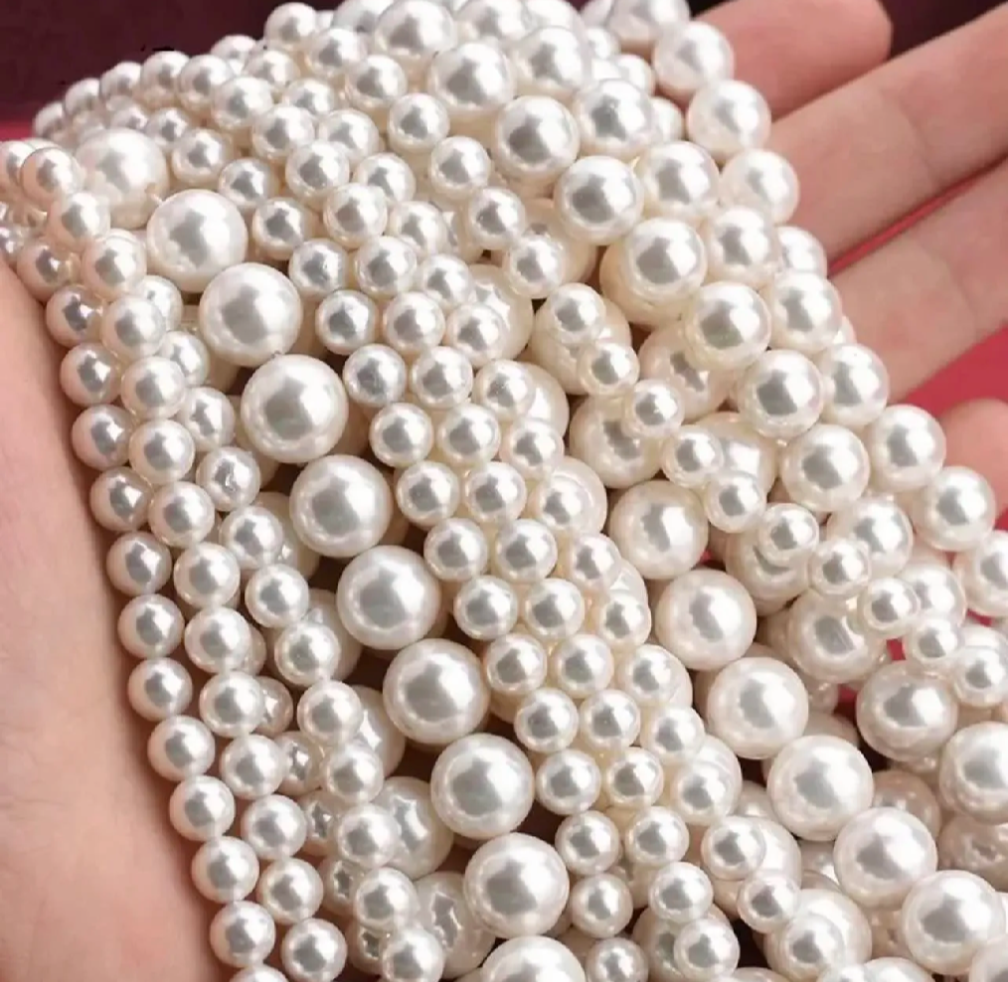 Pack of 100 White Pearl Beads – Medium Size Premium Faux Pearls for Jewelry Making, DIY Crafts & Decorations