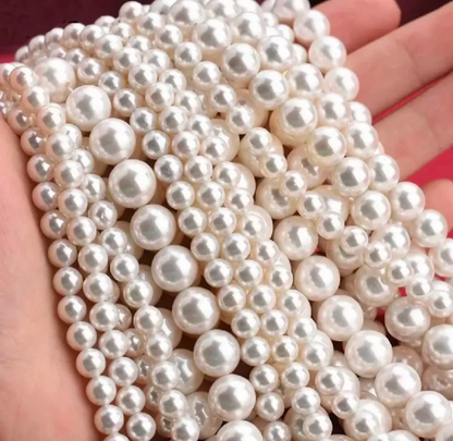 Pack of 100 White Pearl Beads – Medium Size Premium Faux Pearls for Jewelry Making, DIY Crafts & Decorations