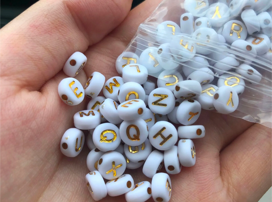 Pack of 100 PCs Golden Alphabet Beads for Bracelet Making – Gold Letter Beads for Jewelry & DIY Crafts