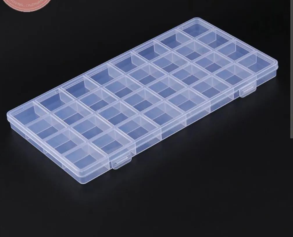 32 Grid Beads Organizer Storage Box | Transparent Plastic Jewelry Organizer Case for Seed Beads, Pearls, Rhinestones & DIY Craft Supplies