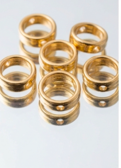 50 PCs Round Circle Frame Spacer Beads for Jewelry Making - Gold & Silver Plated Beads for Bracelet & Craft DIY