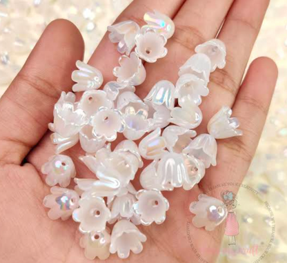 30 PCs Pearl Tulip Beads – White Flower Beads for Jewelry Making & DIY Crafts