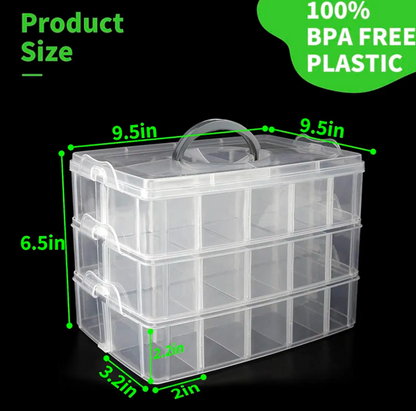 3 Layer 24 Grid Jewelry Organizer Box – Fully Customizable Storage Case