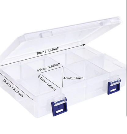 8 Grids Large Size Beads & Jewelry Organizer Box Fully adjustable | Transparent Storage Case