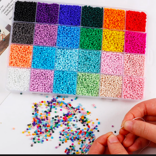 7000+ Premium Seed Beads Kit Box – 24 Luxury Colors for Jewelry Making, Bracelet, Necklace & DIY Crafts