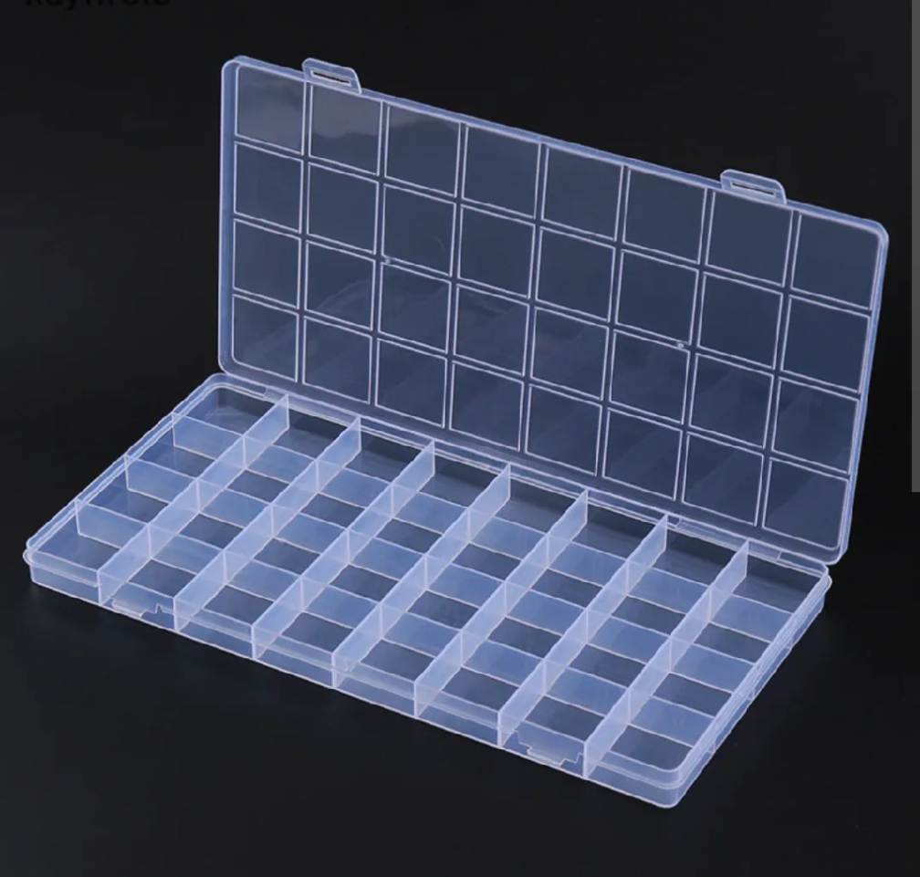 32 Grid Beads Organizer Storage Box | Transparent Plastic Jewelry Organizer Case for Seed Beads, Pearls, Rhinestones & DIY Craft Supplies