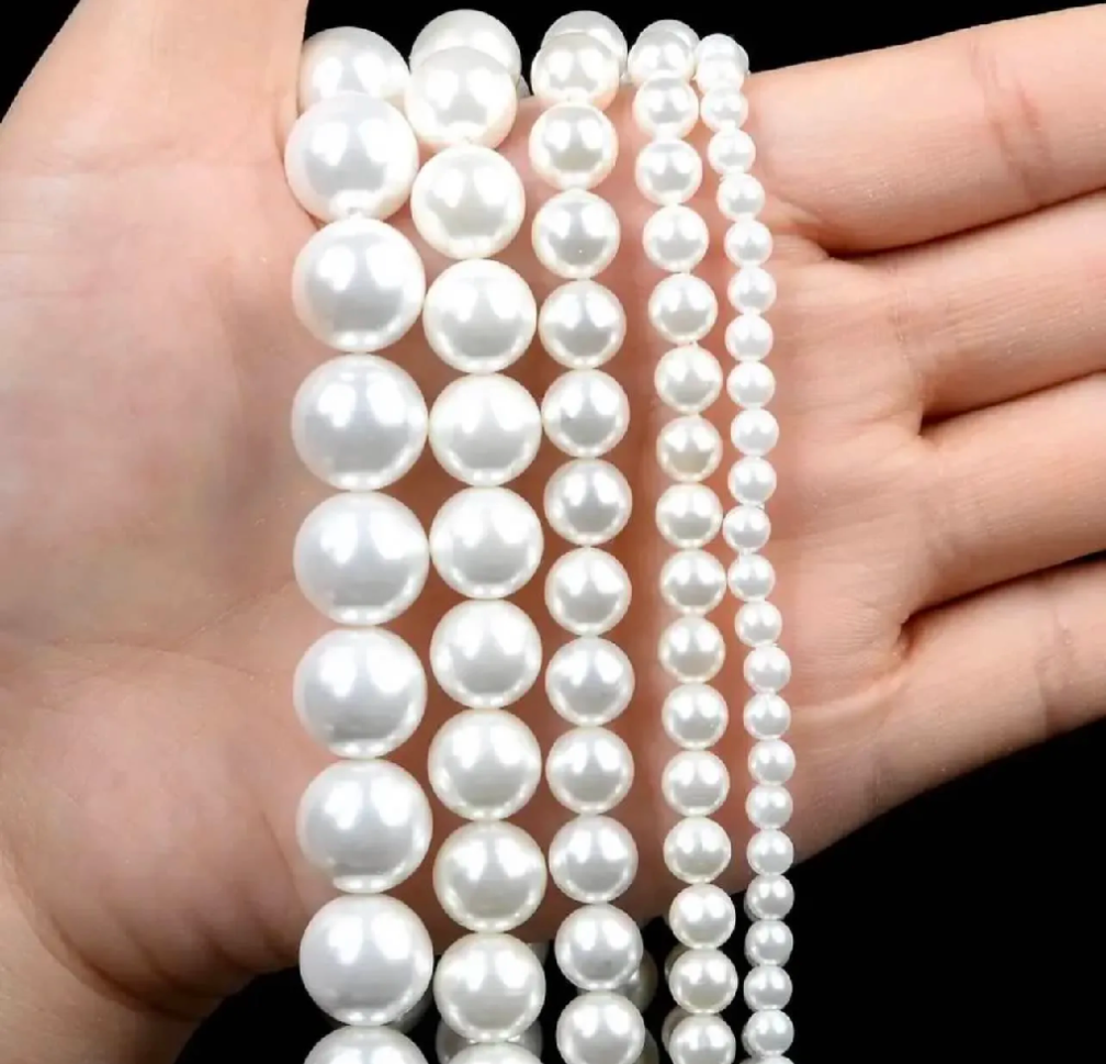 Pack of 100 White Pearl Beads – Medium Size Premium Faux Pearls for Jewelry Making, DIY Crafts & Decorations