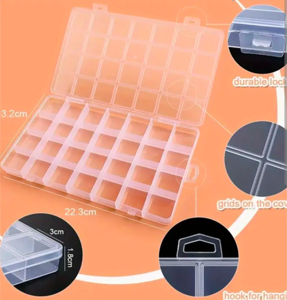 Beads Organizer Storage Box | Transparent Plastic Jewelry Organizer Case with Adjustable Compartments for Beads, Rings & DIY Craft Supplies