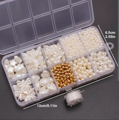 10 Grids Pearl Beads Kit Box – Mixed Beads for DIY Jewelry Making