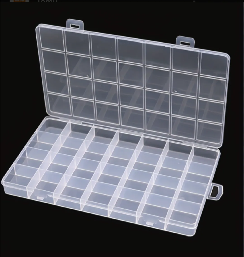 32 Grid Beads Organizer Storage Box | Transparent Plastic Jewelry Organizer Case for Seed Beads, Pearls, Rhinestones & DIY Craft Supplies