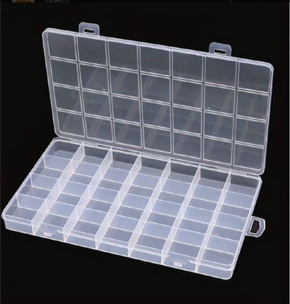 32 Grid Beads Organizer Storage Box | Transparent Plastic Jewelry Organizer Case for Seed Beads, Pearls, Rhinestones & DIY Craft Supplies