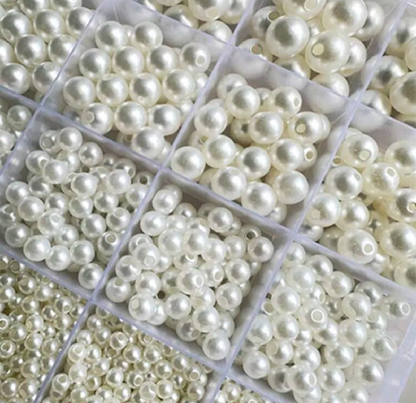 1000pcs  + Pearl Beads Kit Box – 4 Sizes, 24 Grids for Jewelry Making & DIY Crafts