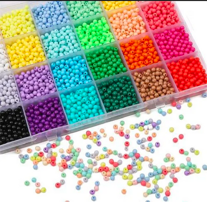 6mm Glass Beads Kit Box – 24 Colors for Jewelry Making & DIY Crafts