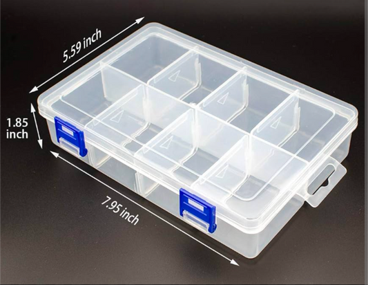 8 Grids Large Size Beads & Jewelry Organizer Box Fully adjustable | Transparent Storage Case