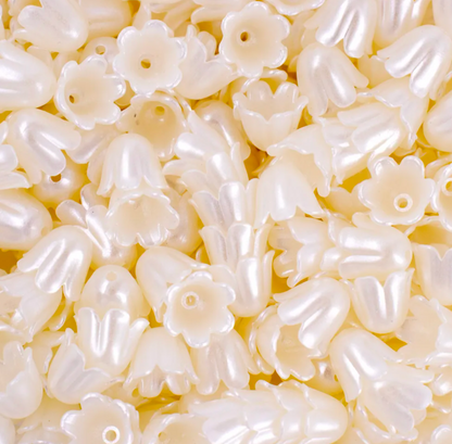 30 PCs Pearl Tulip Beads – White Flower Beads for Jewelry Making & DIY Crafts