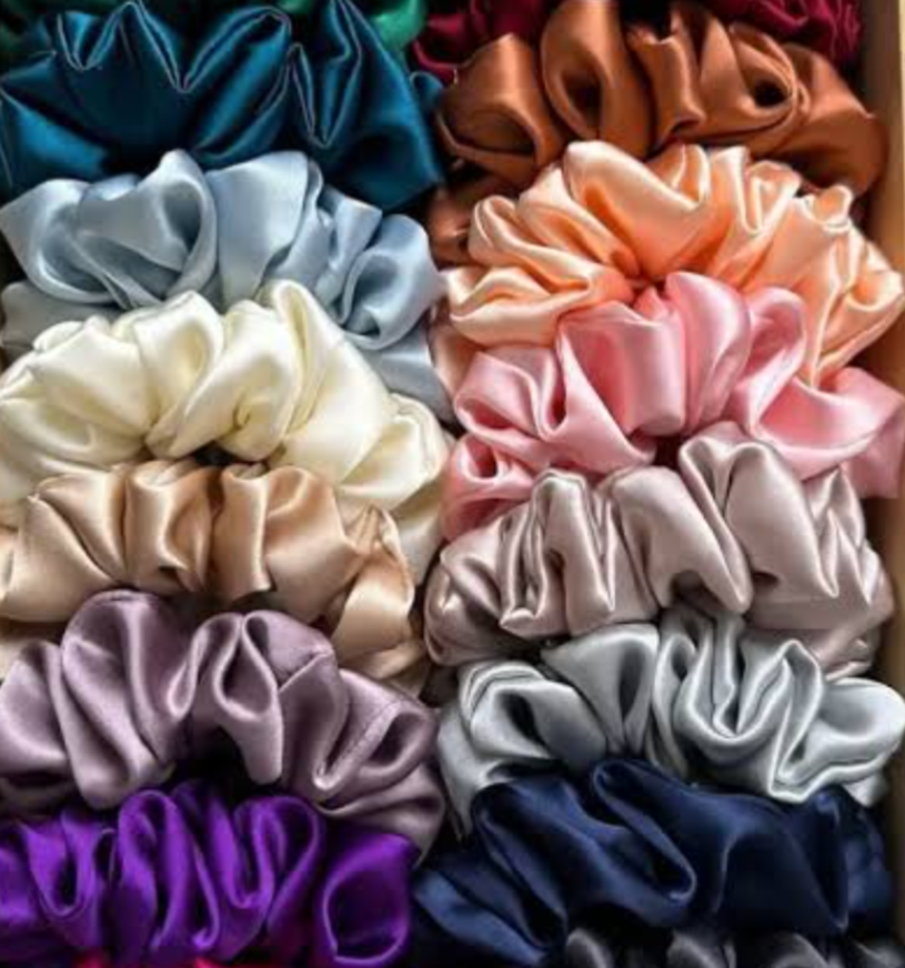 Pack of 3 PCs Premium Silk Scrunchies – Soft & Stretchy Hair Ties for Girls & Women