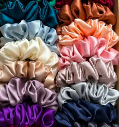 Pack of 3 PCs Premium Silk Scrunchies – Soft & Stretchy Hair Ties for Girls & Women