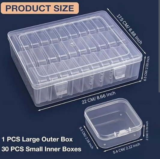 30 PCs Jewelry Organizer Storage Box | Transparent Beads & Craft Supplies Organizer