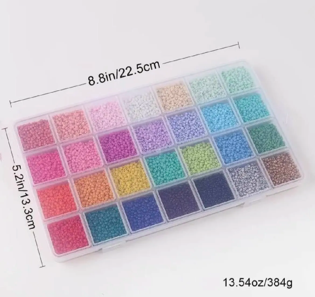 Full Seed Beads Kit Box – Mix Random Colors for Jewelry Making | DIY Bracelet & Necklace Beads Set