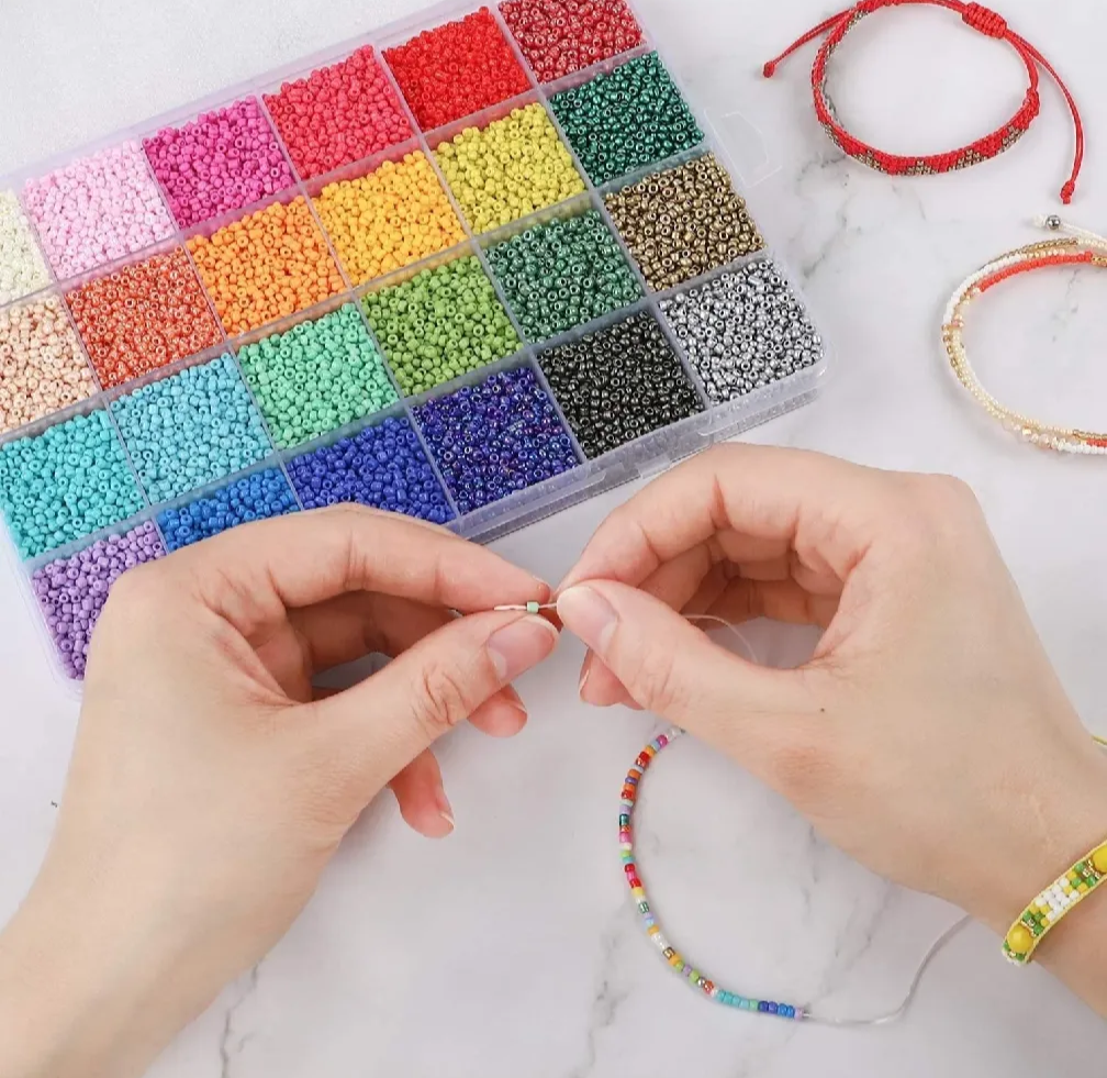 Full Seed Beads Kit Box – Mix Random Colors for Jewelry Making | DIY Bracelet & Necklace Beads Set