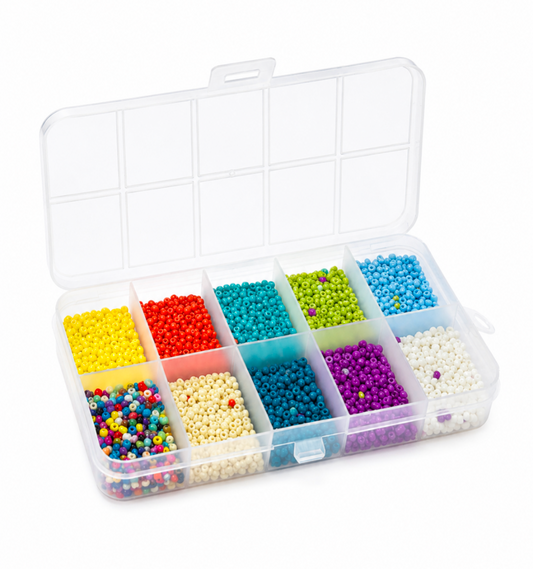 10 Grid Seed Beads kit  Box – Colorful Beads Kit for Jewelry Making, Bracelets & DIY Crafts