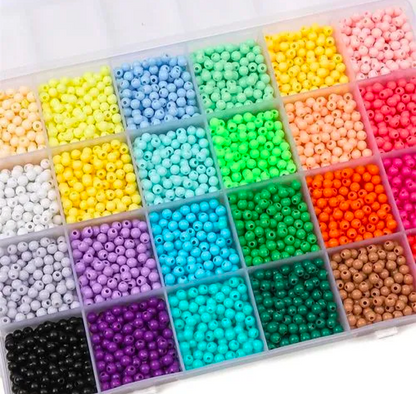 6mm Glass Beads Kit Box – 24 Colors for Jewelry Making & DIY Crafts