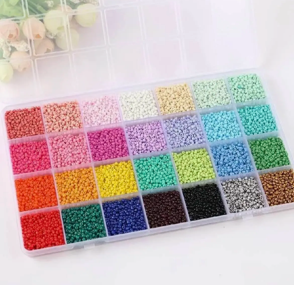 Full Seed Beads Kit Box – Mix Random Colors for Jewelry Making | DIY Bracelet & Necklace Beads Set