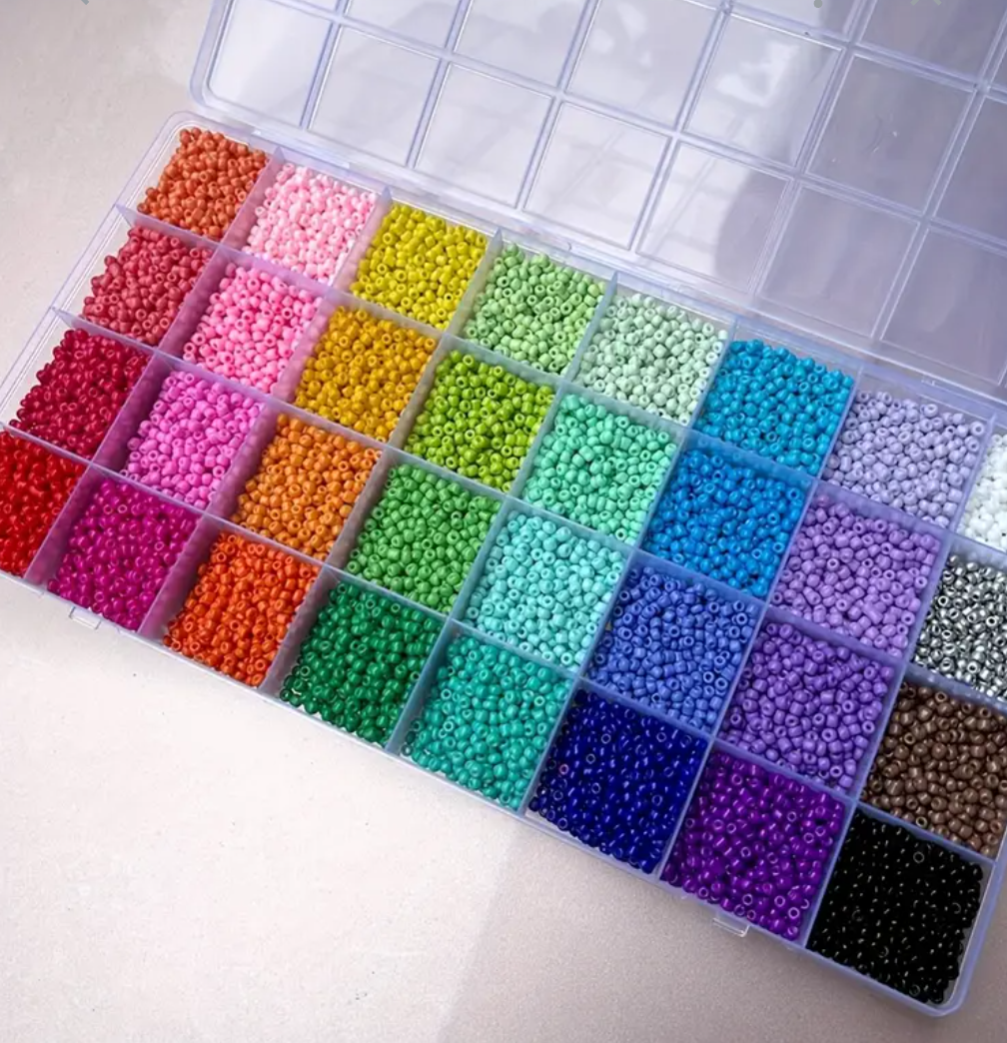 32 Grids Seed Beads Box – 10,000+ Colorful Seed Beads Kit for Jewelry Making, Bracelet, Necklace & DIY Craft Supplies