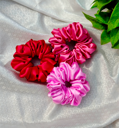 Pack of 3 PCs Premium Silk Scrunchies – Soft & Stretchy Hair Ties for Girls & Women