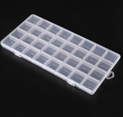 32 Grid Beads Organizer Storage Box | Transparent Plastic Jewelry Organizer Case for Seed Beads, Pearls, Rhinestones & DIY Craft Supplies