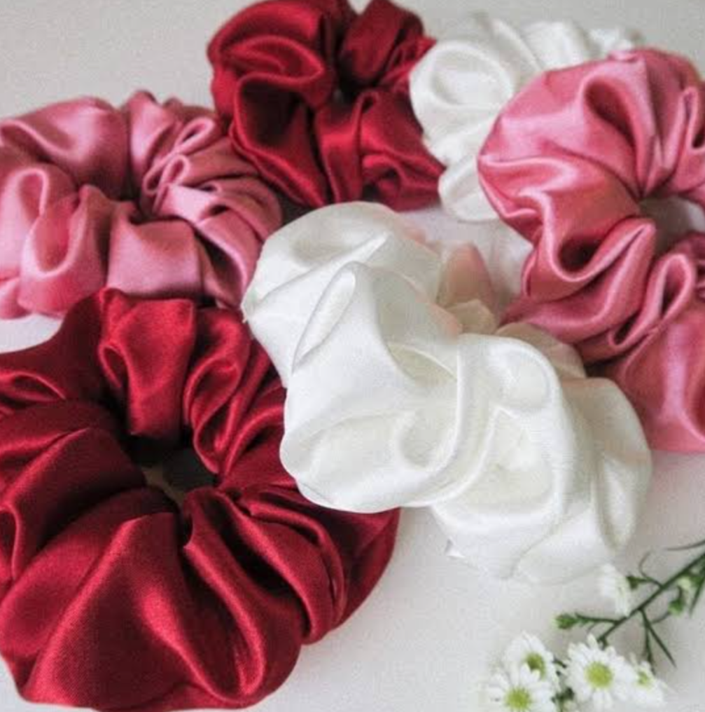 Pack of 3 PCs Premium Silk Scrunchies – Soft & Stretchy Hair Ties for Girls & Women