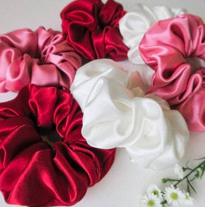 Pack of 3 PCs Premium Silk Scrunchies – Soft & Stretchy Hair Ties for Girls & Women