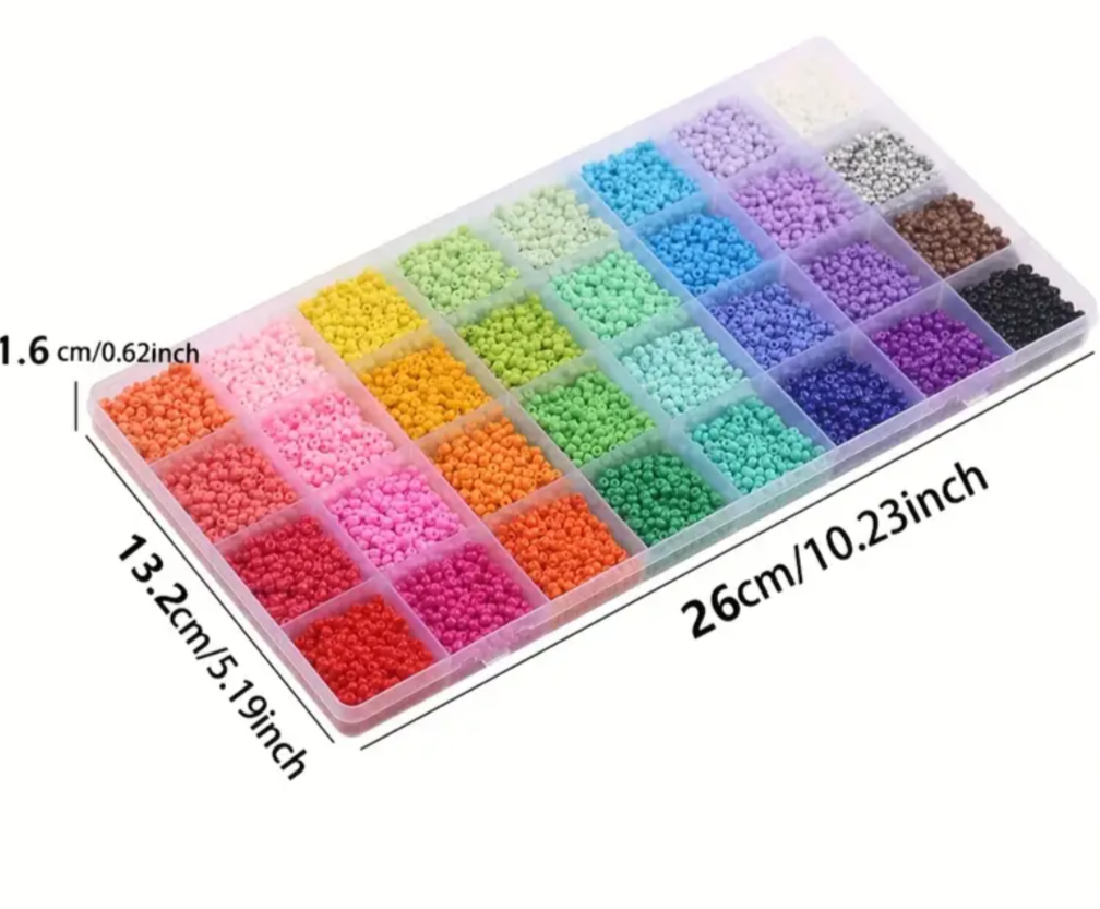 32 Grids Seed Beads Box – 10,000+ Colorful Seed Beads Kit for Jewelry Making, Bracelet, Necklace & DIY Craft Supplies